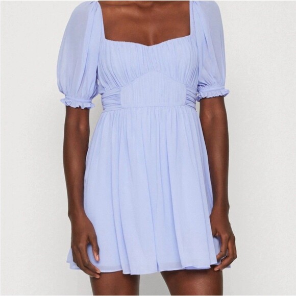 Abercrombie & Fitch Emerson Poplin Puff Sleeve Mini Dress Women's SP Black Party - Picture 1 of 12